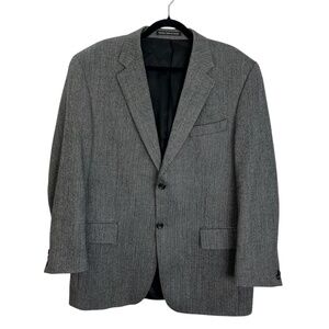 S Cohen Montreal 100% wool grey black tweed herringbone jacket blazer 42 R